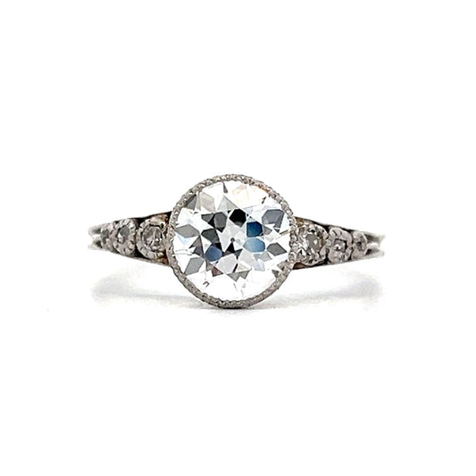 1.64 Vintage Art Deco Bezel Engagement Ring in Platinum