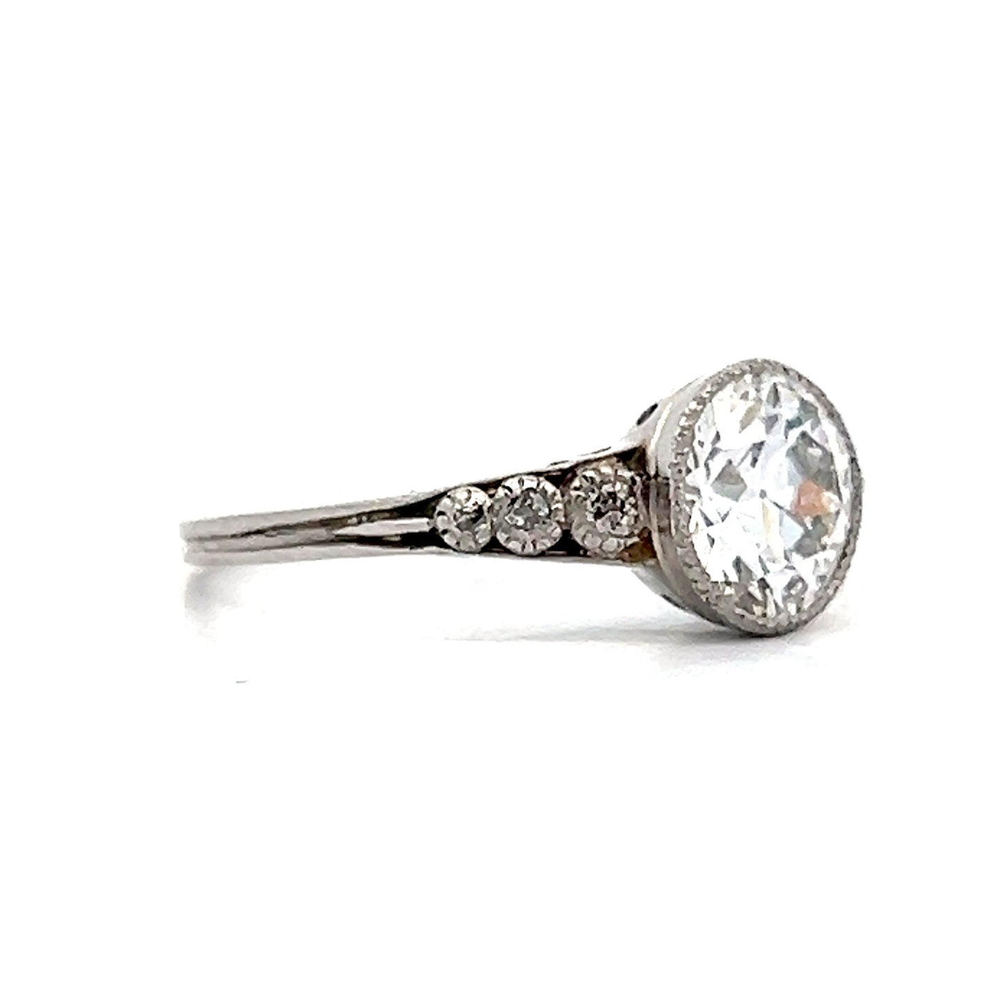 1.64 Vintage Art Deco Bezel Engagement Ring in Platinum