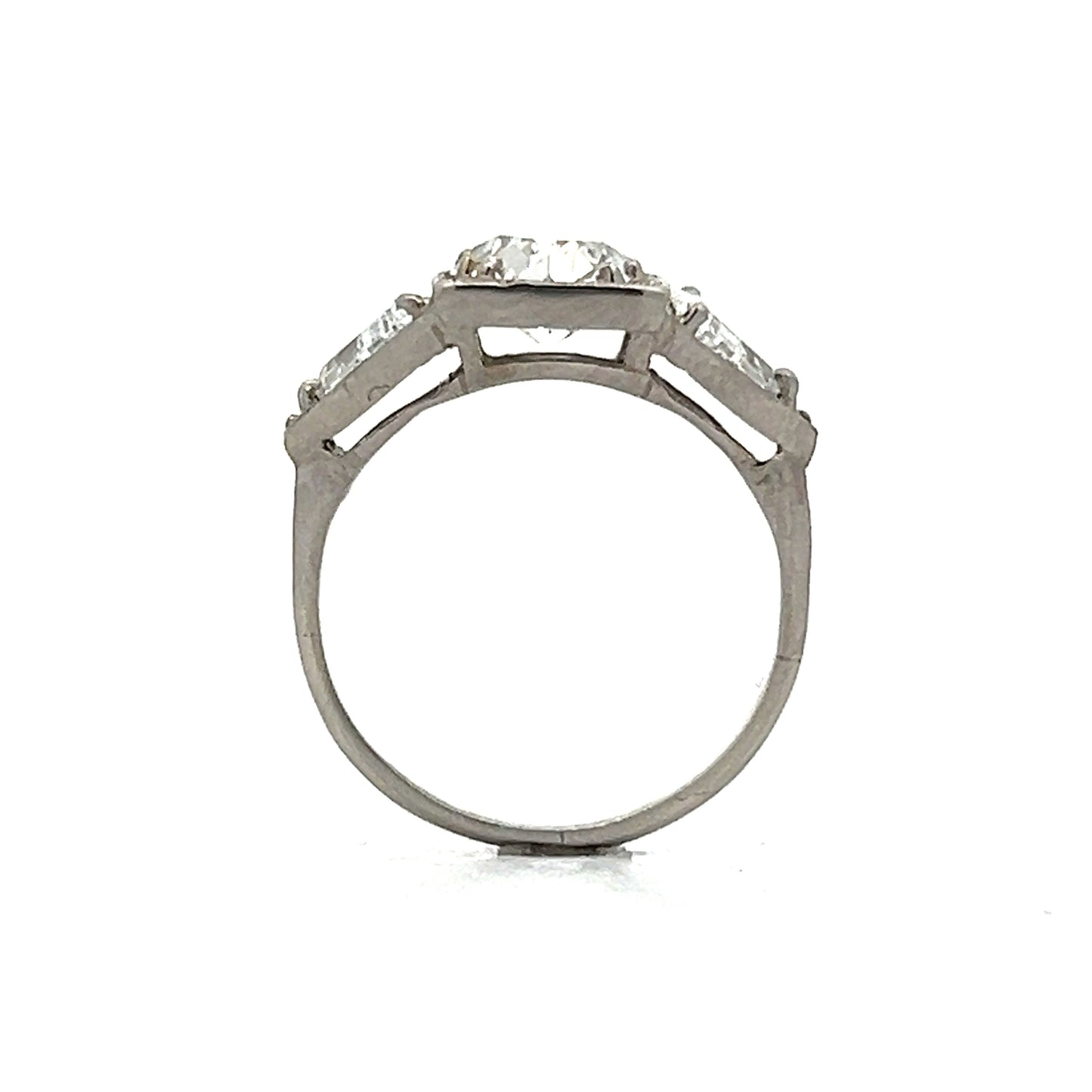 1.28 Art Deco Three Stone Engagement Ring in Platinum