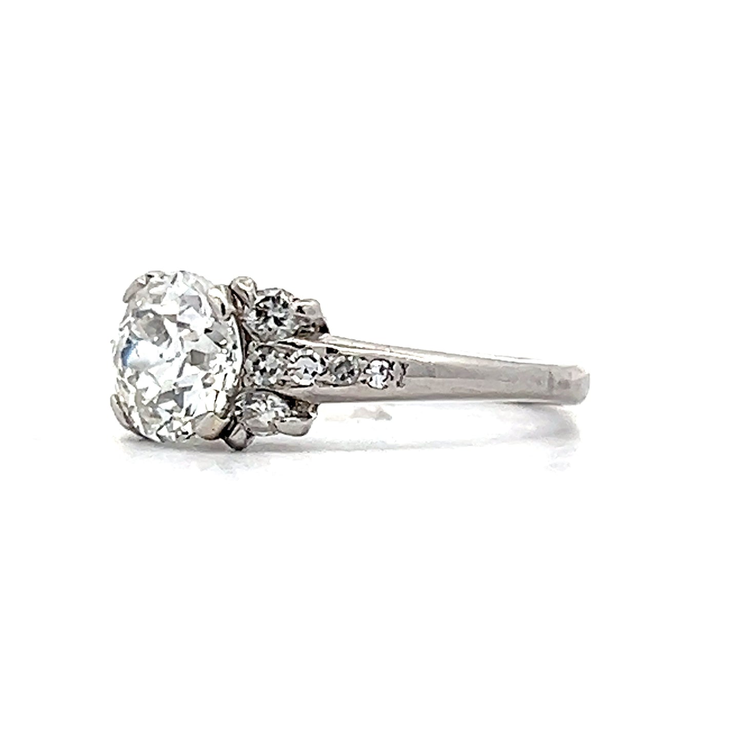 1.26 Vintage Old European Diamond Engagement Ring in Platinum