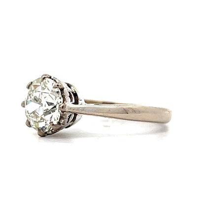 1.66 Old European Diamond Engagement Ring in White Gold