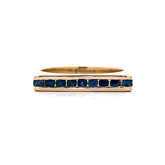 Vintage Blue Sapphire Stacking Ring in 14k Yellow Gold