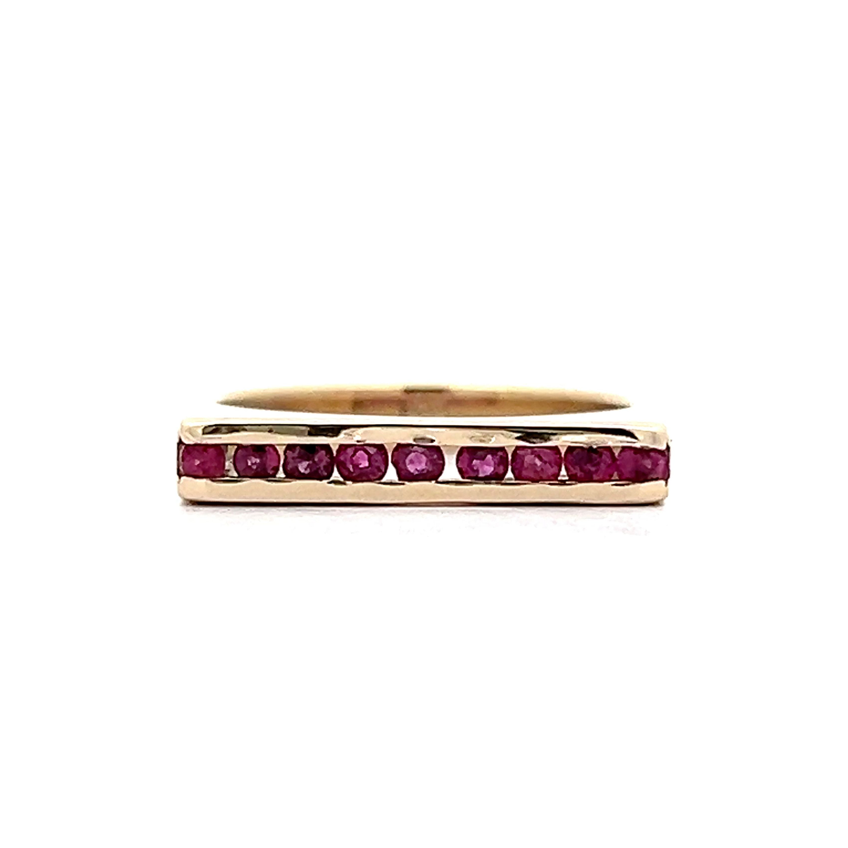 Vintage Ruby Stacking Channel Ring in 14k Yellow Gold – Filigree Jewelers