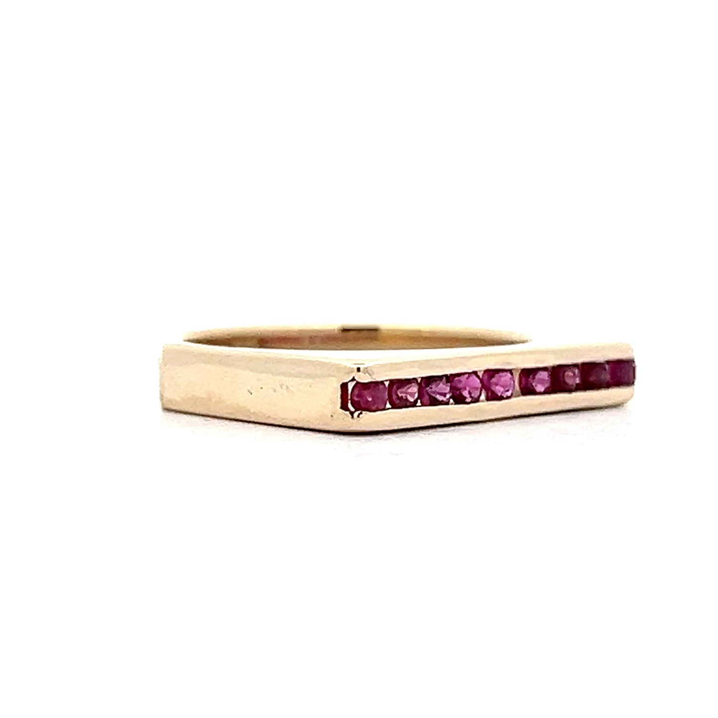 Vintage Ruby Stacking Channel Ring in 14k Yellow Gold