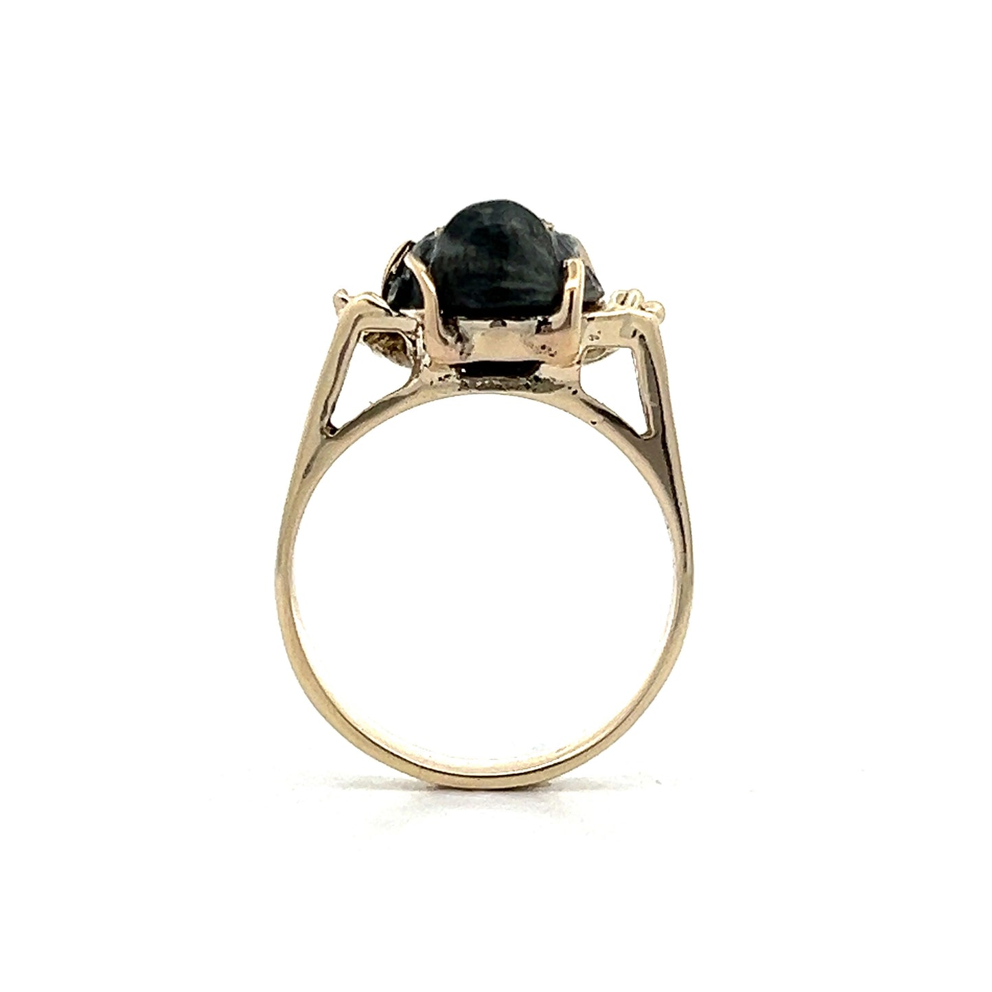 3.00 Vintage Carved Labradorite Cocktail Ring in Yellow Gold