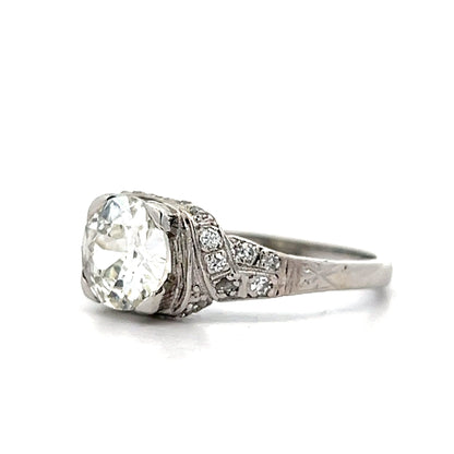 1.35 Art Deco Euro Diamond Engagement Ring in Platinum