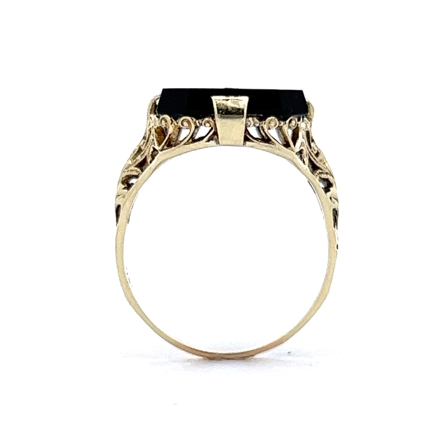 Vintage Art Deco Diamond & Onyx Cocktail Ring in 14k Yellow Gold