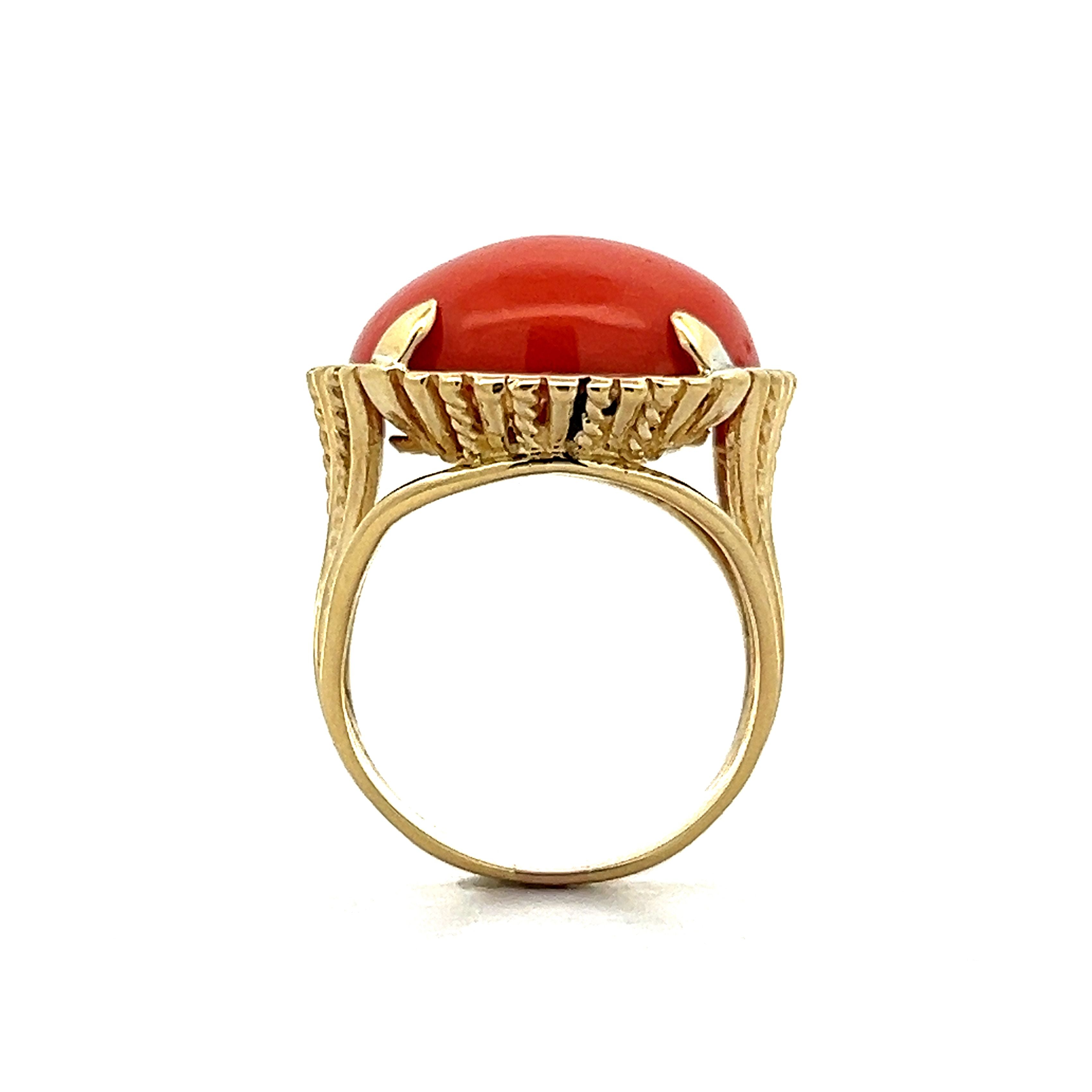 22K 22CT GENUINE YELLOW GOLD RING BAND RED CORAL MUNGA STONE BEAUTIFUL  HANDMADE | eBay