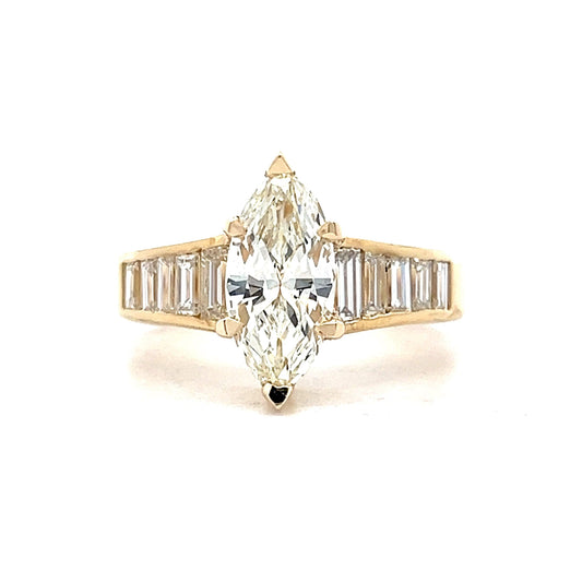 1.54 Marquise Diamond Yellow Gold Channel Set Ring