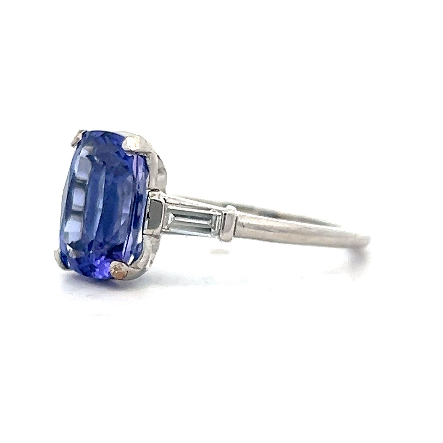 2.72 Cushion Cut Tanzanite Engagement Ring in 14k White Gold