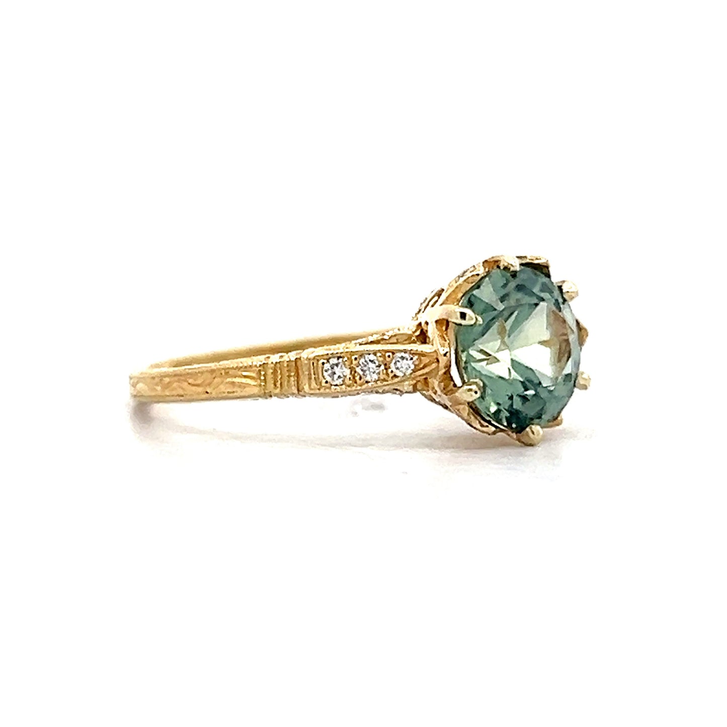 1.77 Teal Montana Sapphire Engagement Ring in 14k Yellow Gold
