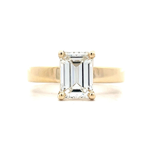 1.90 Emerald Cut Diamond Engagement Ring in Yellow Gold