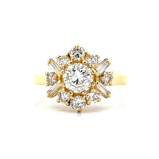 .70 Ballerina Diamond Engagement Ring in 18k Yellow Gold
