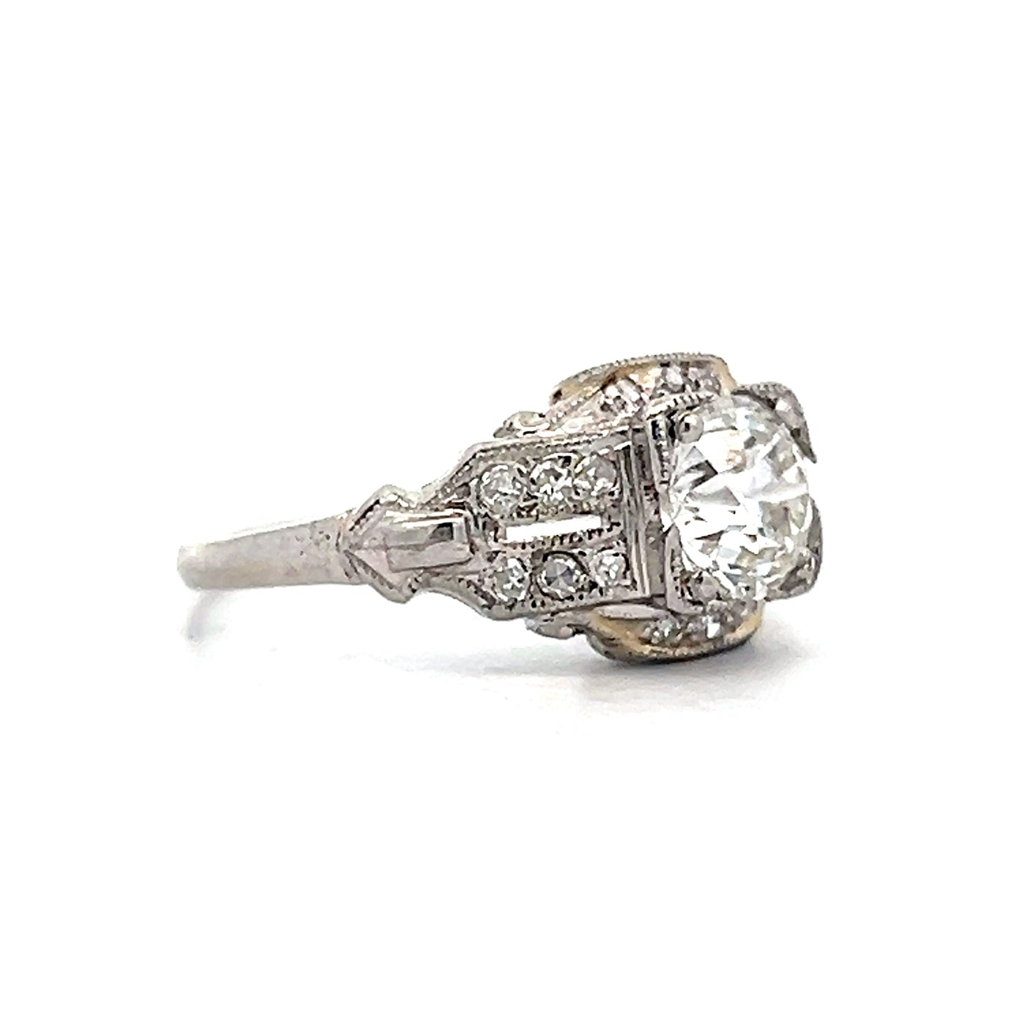 .86 Vintage Art Deco Diamond Engagement Ring in Platinum
