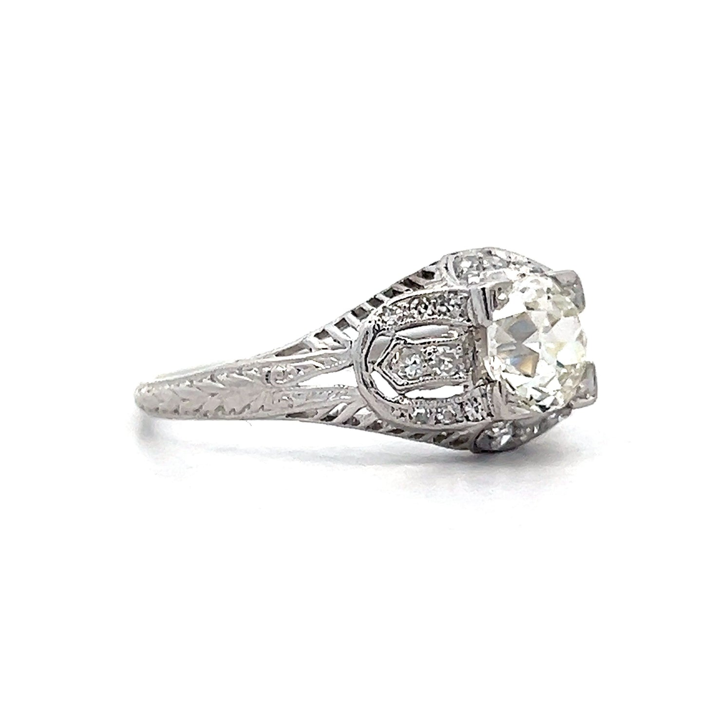 1.30 Vintage Deco Diamond Engagement Ring in Platinum