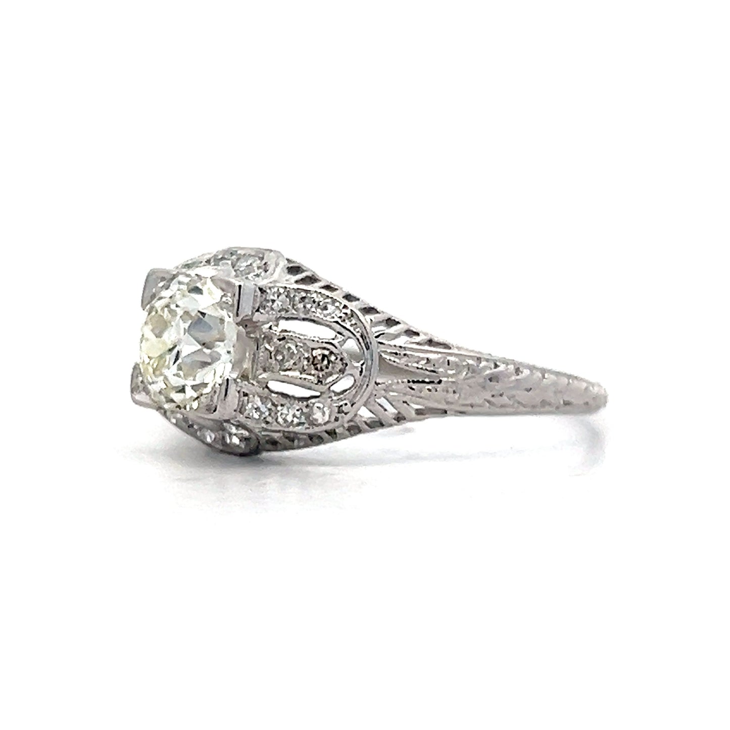 1.30 Vintage Deco Diamond Engagement Ring in Platinum