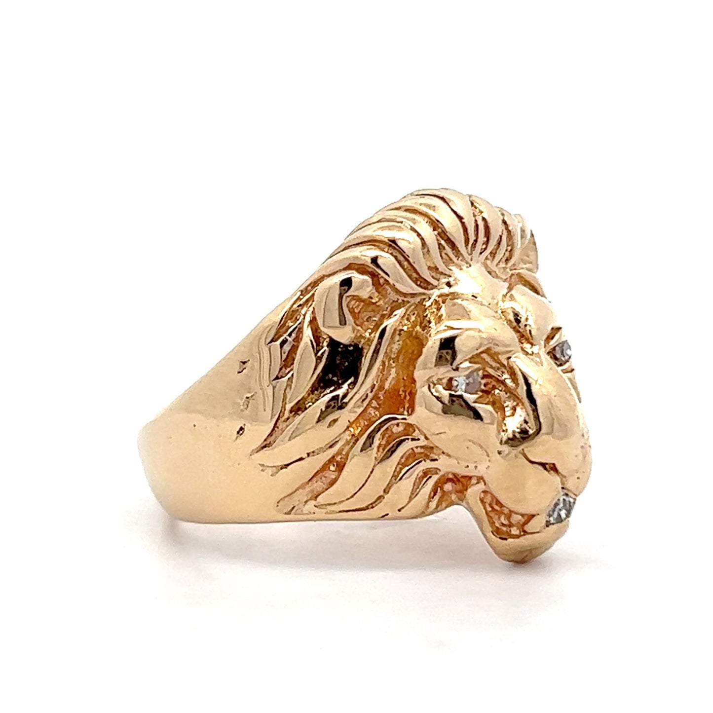 Vintage Mid-Century Lions Head in 14k Yellow Gold