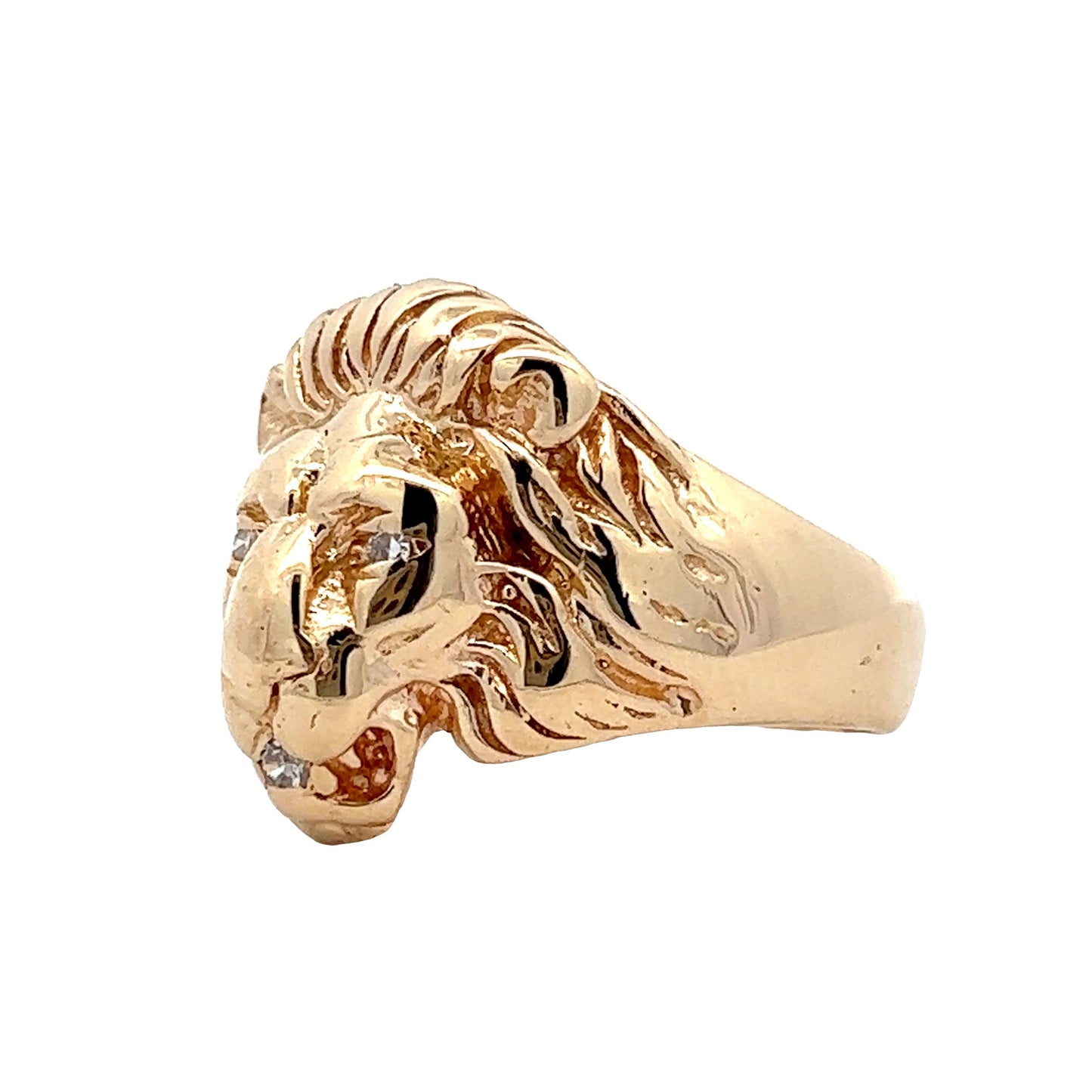 Vintage Mid-Century Lions Head in 14k Yellow Gold