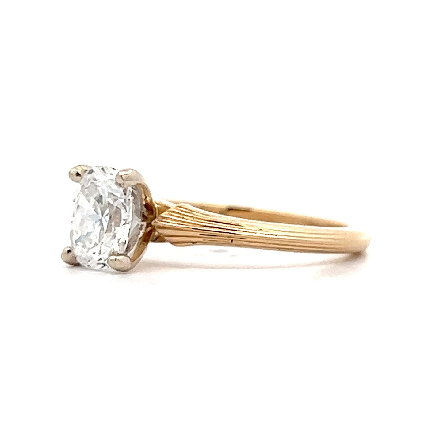 1.01 Cushion Cut Diamond Engagement Ring in 14k Yellow Gold