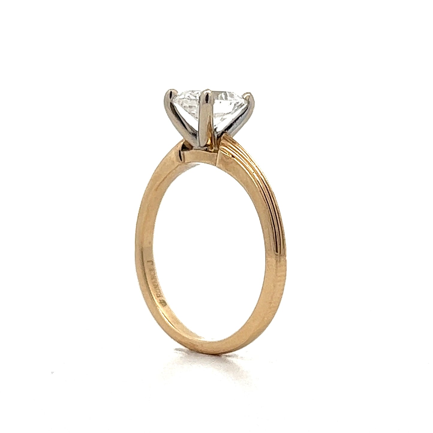 1.01 Cushion Cut Diamond Engagement Ring in 14k Yellow Gold