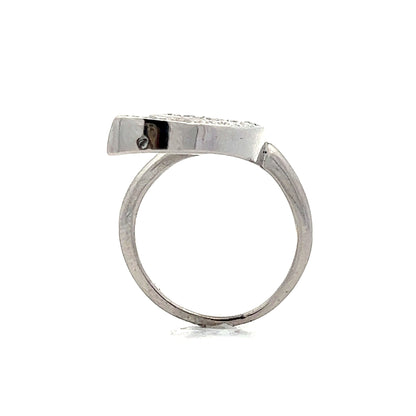 Moon Shaped Right Hand Ring in 14k White Gold