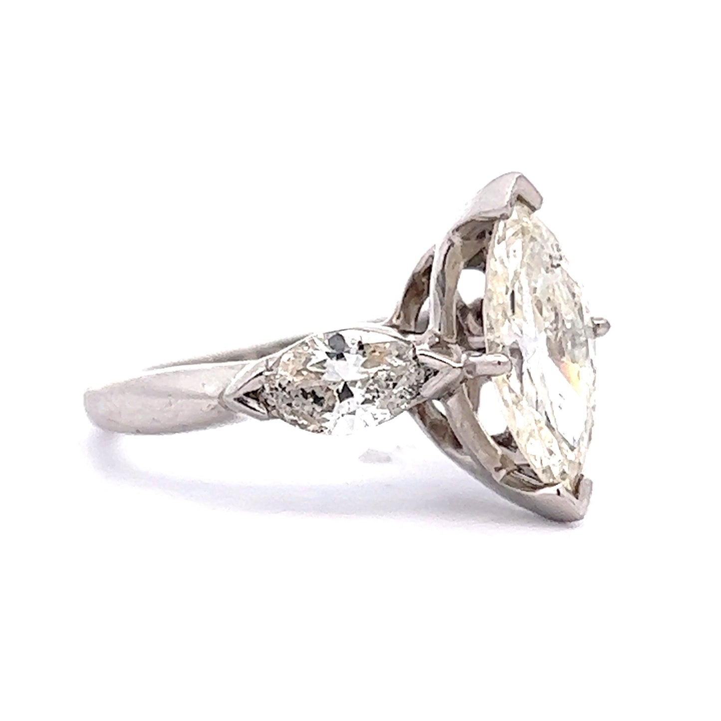 1.60 Three Stone Marquise Diamond Engagement Ring in Platinum