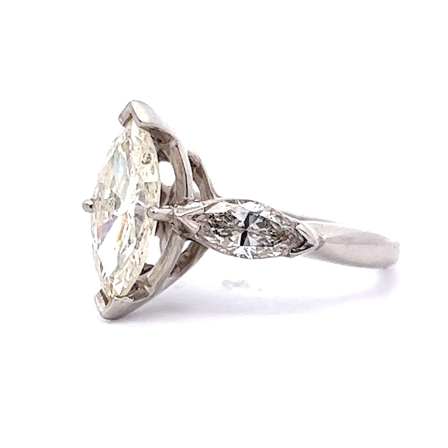 1.60 Three Stone Marquise Diamond Engagement Ring in Platinum