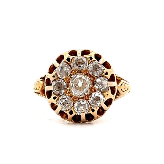 .46 Old Mine Diamond Cluster Cocktail Ring in 14k Yellow Gold