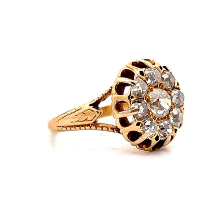 .46 Old Mine Diamond Cluster Cocktail Ring in 14k Yellow Gold
