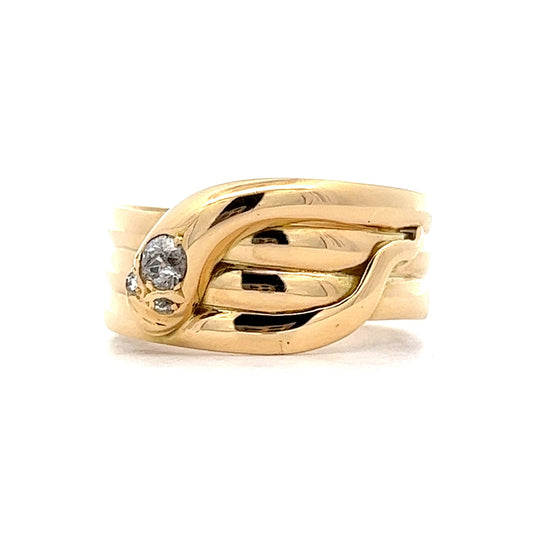 Antique Victorian Men's Snake Ring in 18k Yellow Gold