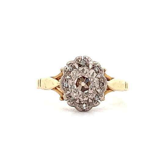.86 Victorian Cognac Diamond Engagement Ring in 18k Yellow Gold