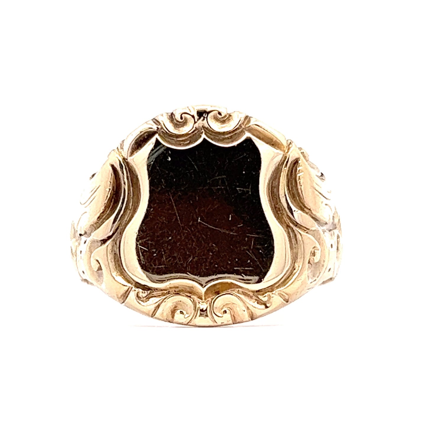 Victorian 14K Yellow Gold Shield Signet Ring