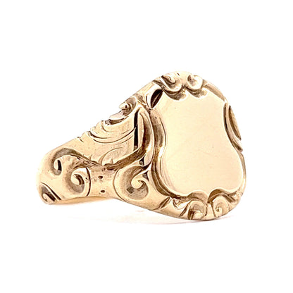 Victorian 14K Yellow Gold Shield Signet Ring