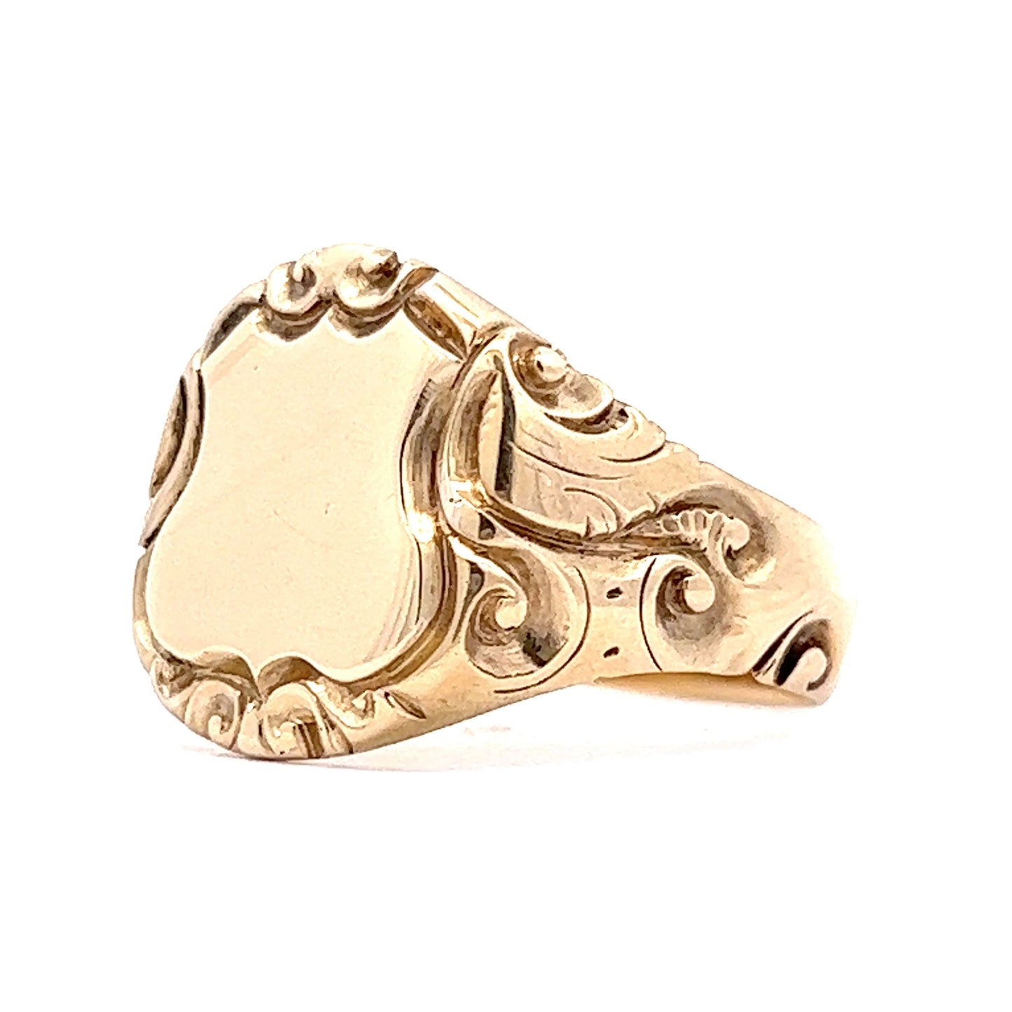 Victorian 14K Yellow Gold Shield Signet Ring