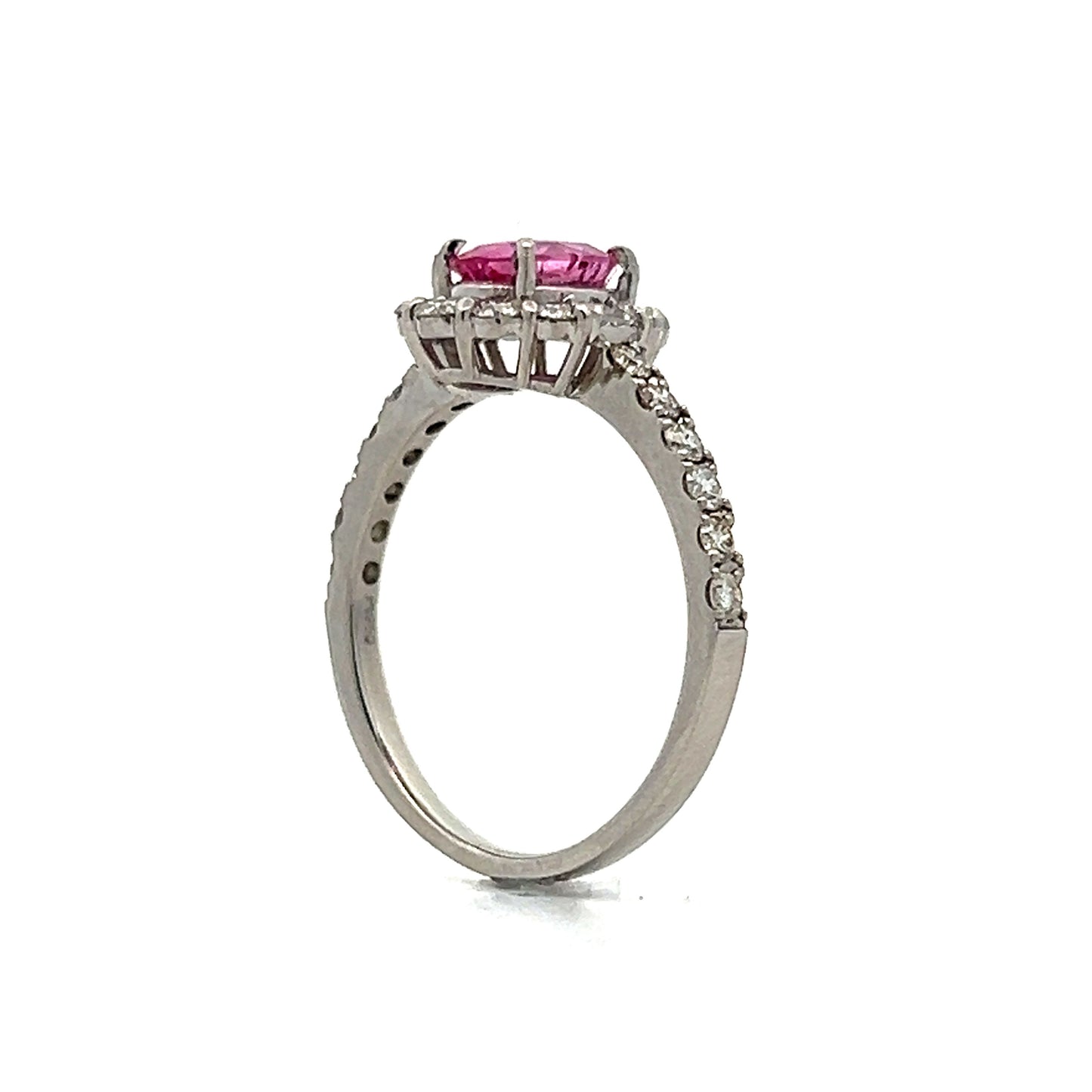 .93 Oval Cut Pink Sapphire Engagement Ring in Platinum