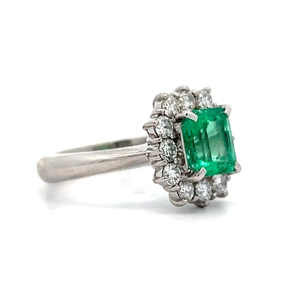 1.41 Emerald Cut Emerald Right Hand Ring in Platinum