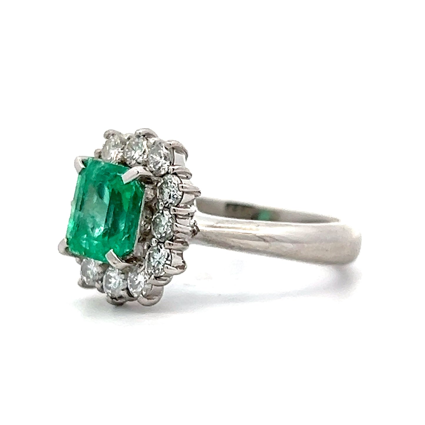 1.41 Emerald Cut Emerald Right Hand Ring in Platinum