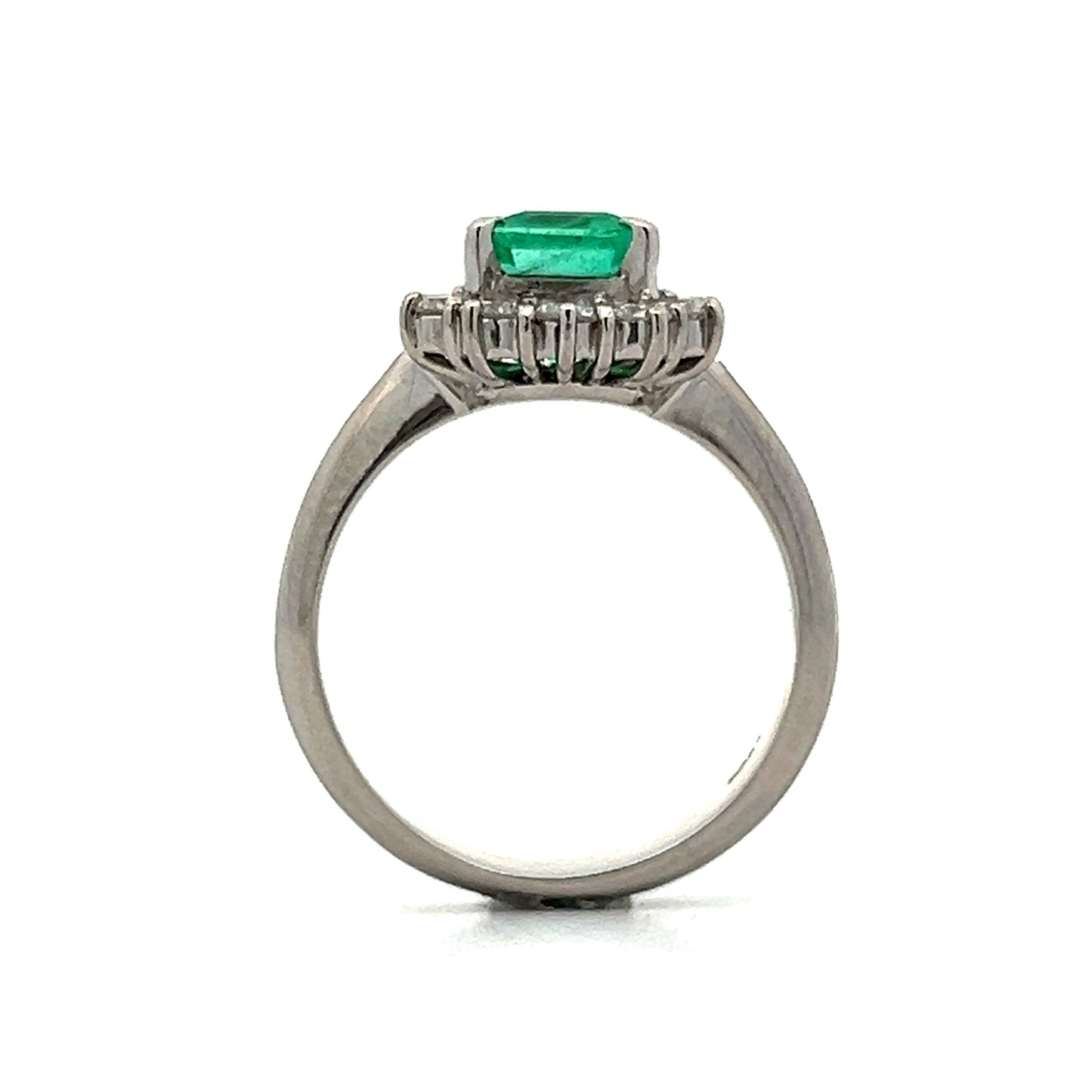 1.41 Emerald Cut Emerald Right Hand Ring in Platinum