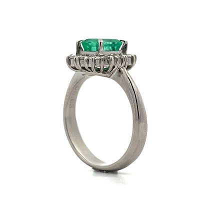 1.41 Emerald Cut Emerald Right Hand Ring in Platinum