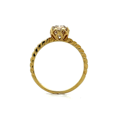 1.02 Cushion Cut Diamond Engagement Ring in 14k Yellow Gold