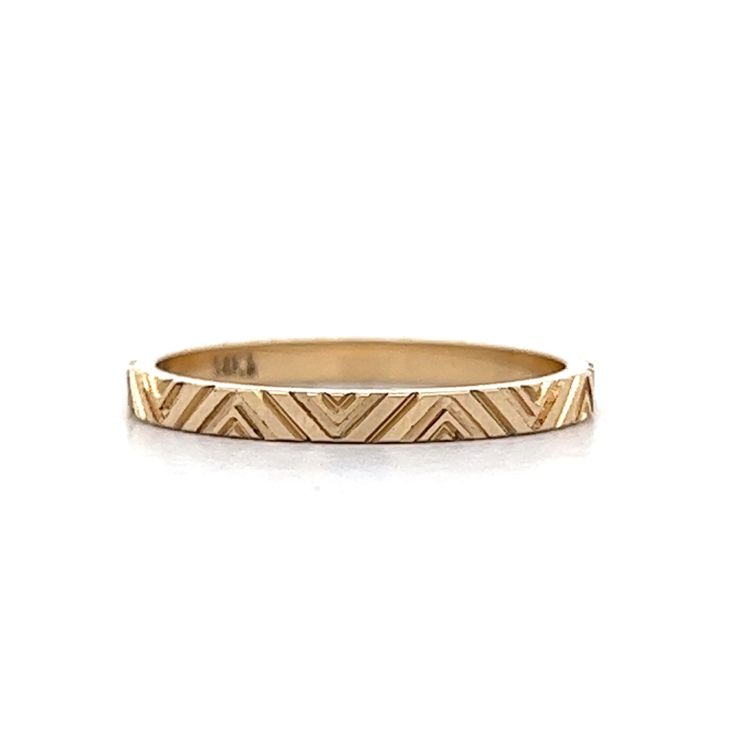 Geometric Pattern Wedding Band in 14k Yellow Gold