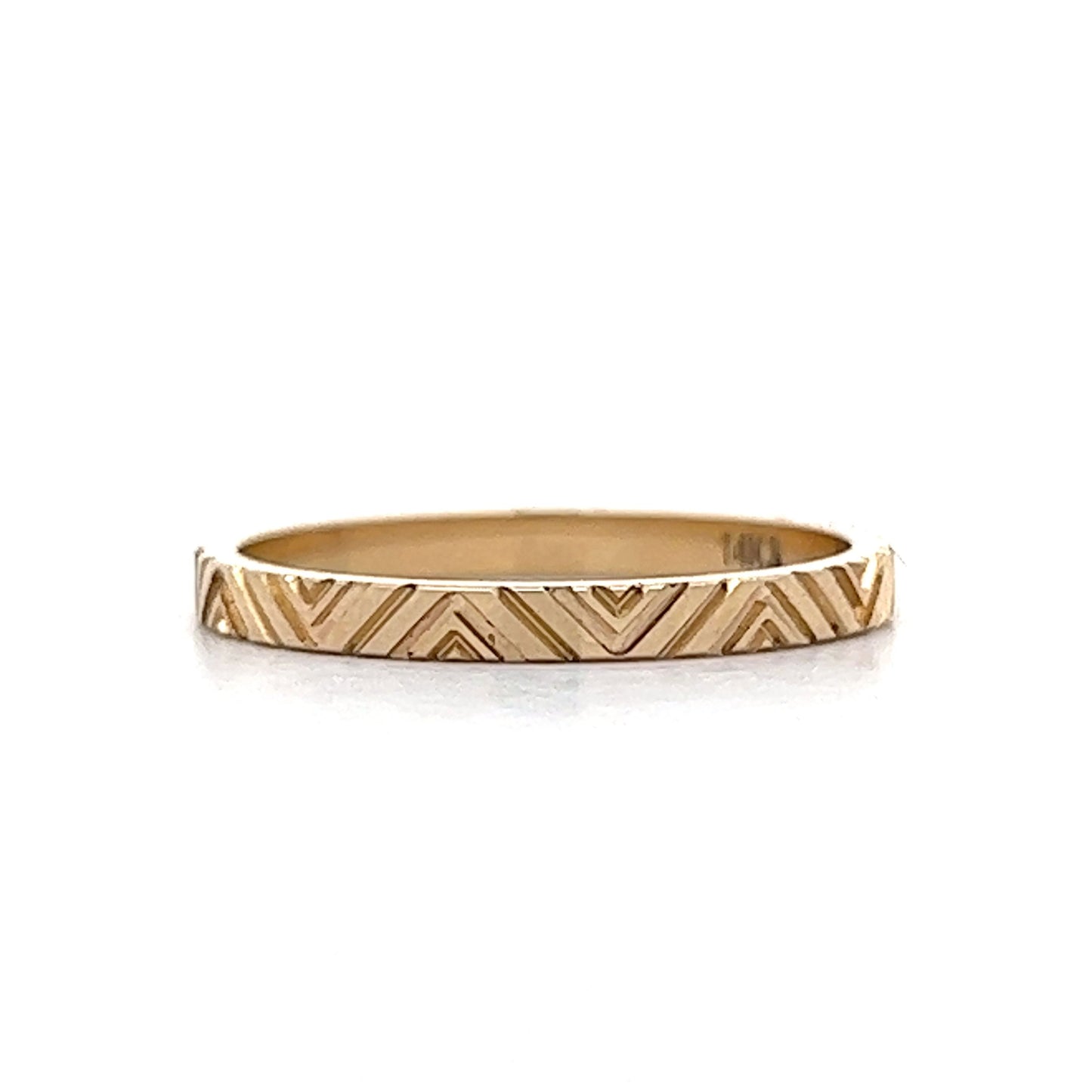 Geometric Pattern Wedding Band in 14k Yellow Gold