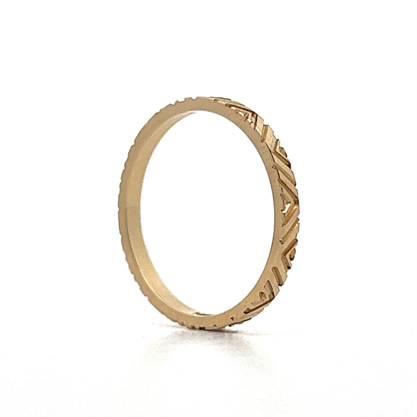 Geometric Pattern Wedding Band in 14k Yellow Gold