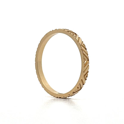 Geometric Pattern Wedding Band in 14k Yellow Gold