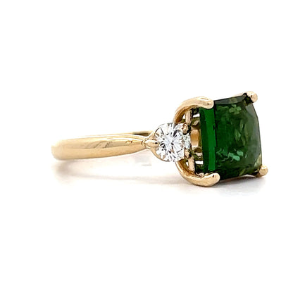 3.30 Green Tourmaline Engagement Ring in Yellow Gold
