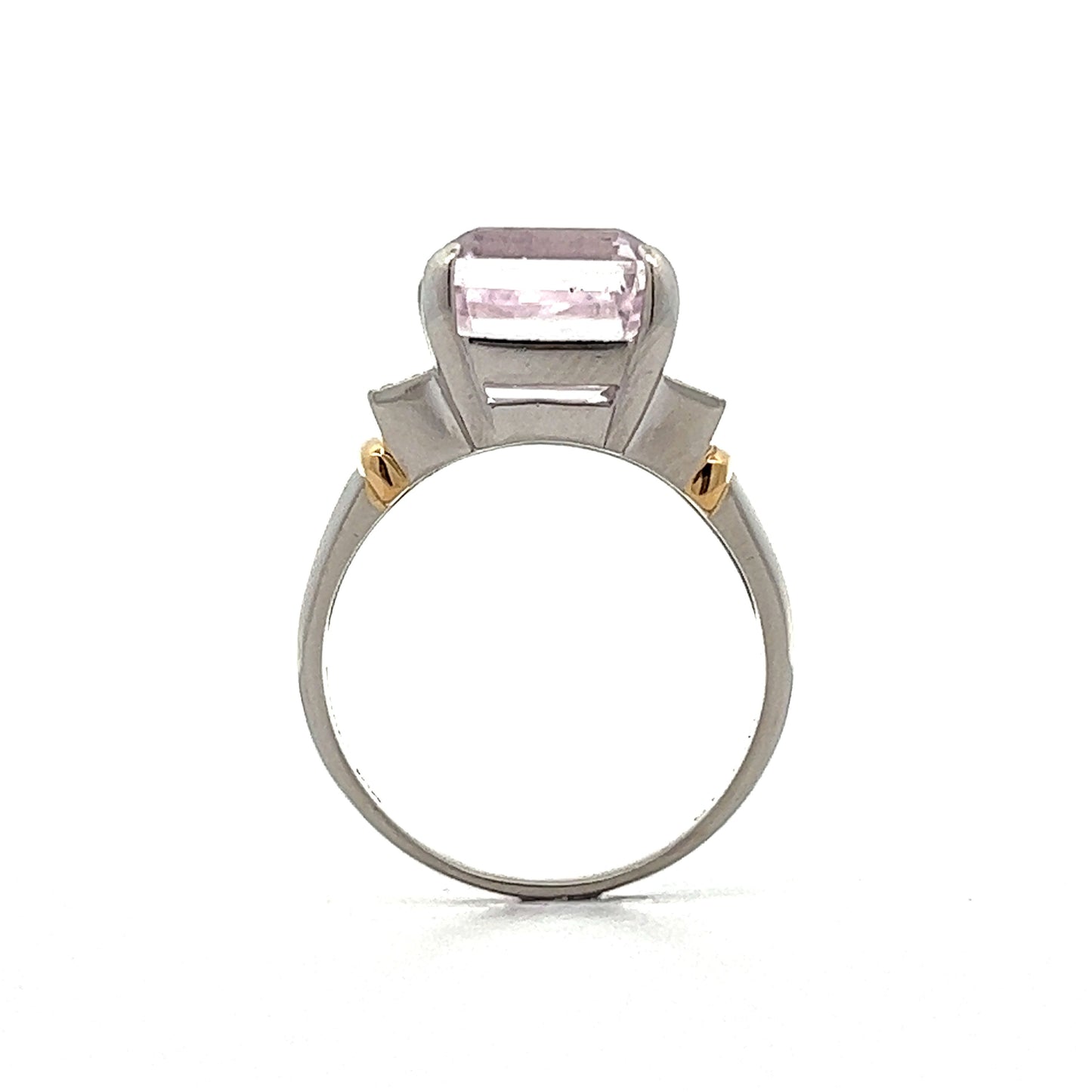 9.64 Emerald Cut Kunzite Cocktail Ring in 18k White Gold