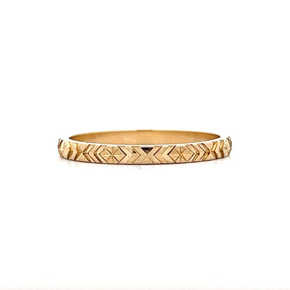 Art Deco Inspired Engraved Wedding Band in 14k Yellow Gold