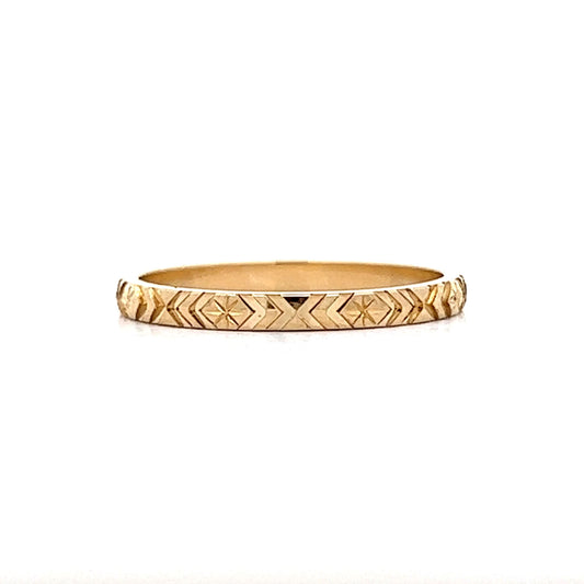 Art Deco Inspired Engraved Wedding Band in 14k Yellow Gold