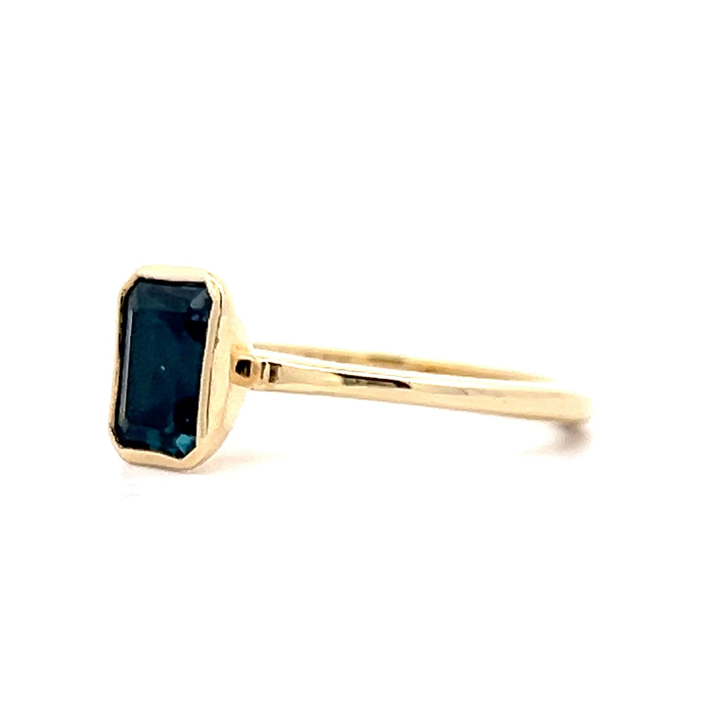 1.24 Blue Topaz Stacking Ring in 14k Yellow Gold