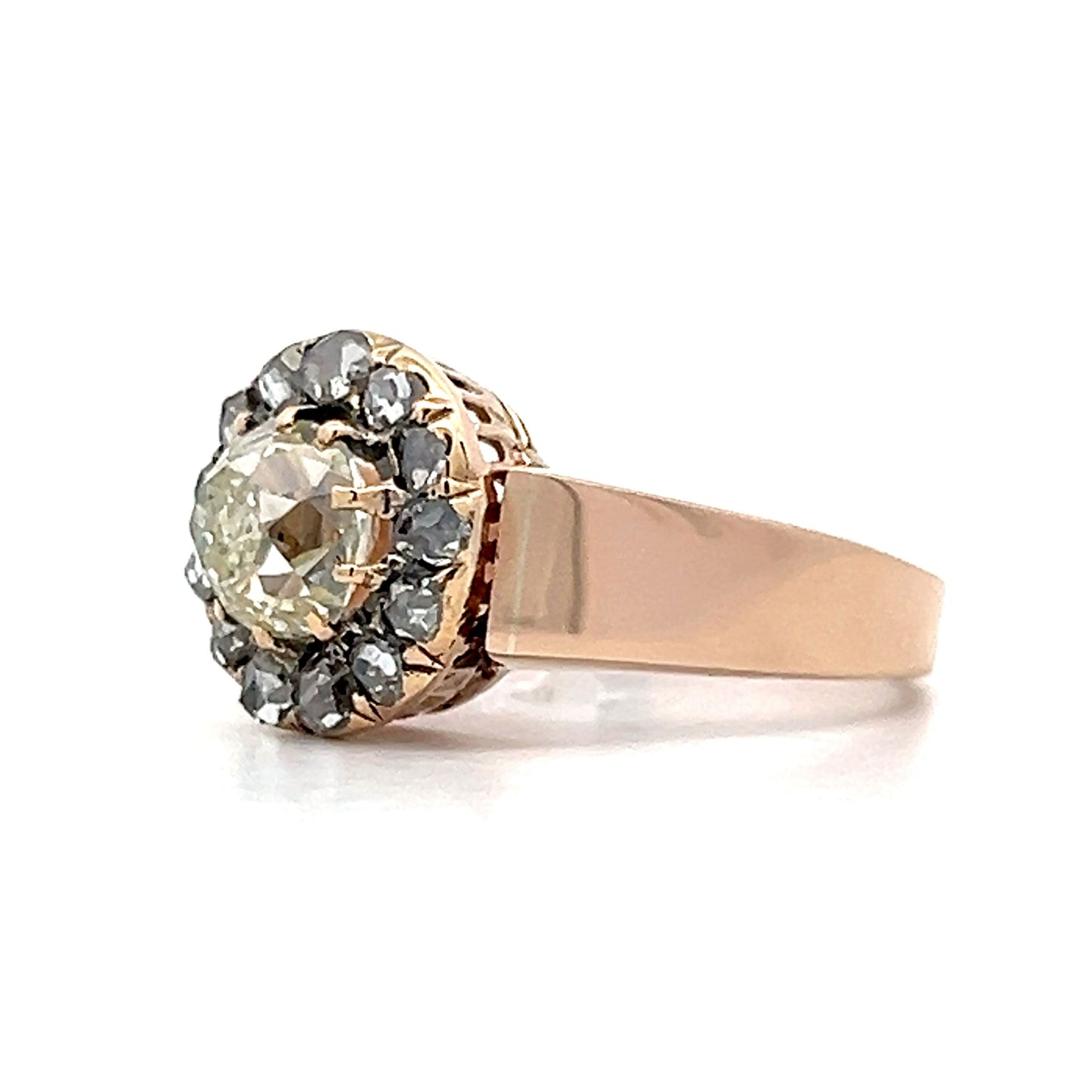 1.30 Vintage Victorian Halo Engagement Ring in Rose Gold